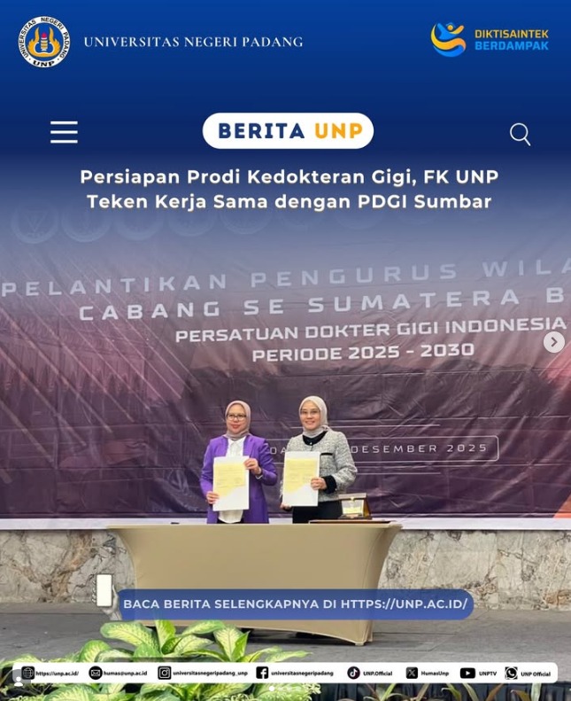 PKS  antara Universitas Negeri Padang (FK) dengan PDGI Sumbar