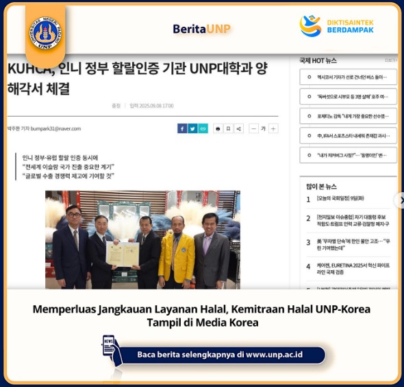 MoU antara Universitas Negeri Padang dengan  Lembaga Halal Korea dan pendirian Korea UNP Halal Certification Institute (KUHCA)