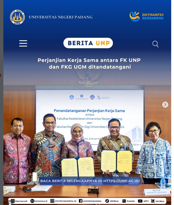 PKS  antara Universitas Negeri Padang (FPK) dengan FKG UGM