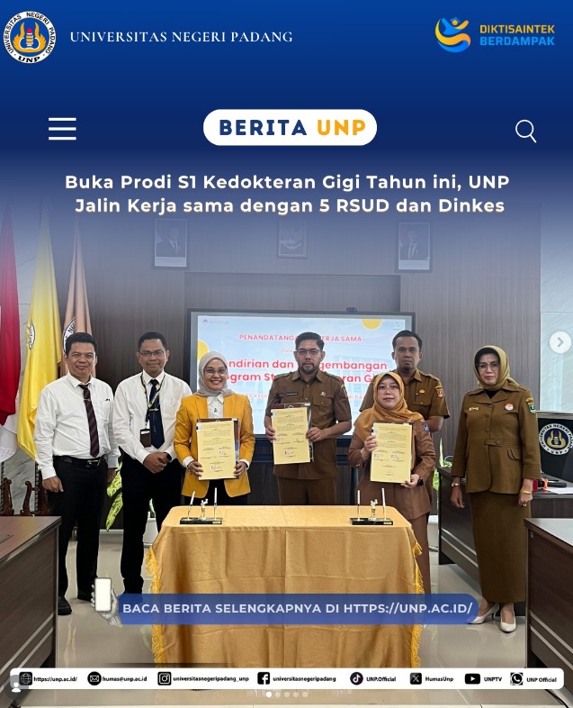 PKS  antara Universitas Negeri Padang dengan  lima Rumah Sakit Umum Daerah (RSUD) di Provinsi Sumatera Barat, serta Dinas Kesehatan Kabupaten Agam